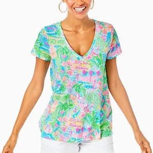 Lilly Pulitzer ETTA V-NECK TOP IN MULTI LILLY LOVES CALIFORNIA